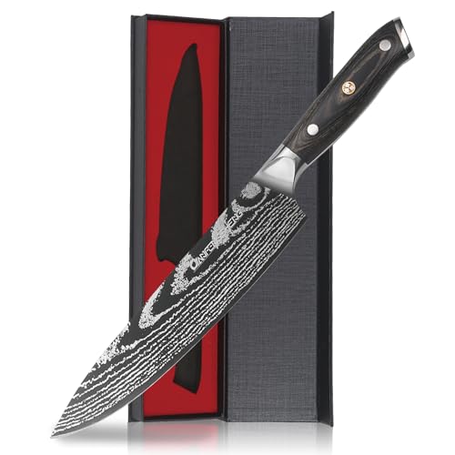 QIANFENGSHENG Professional Chef Knife 8 Inch, 5Cr15MoV High Carbon Steel Chef Knife use for Meat, Sushi and Vegetable Chef Knives with Ergonomic Handle, Gift Box for Cook & Family