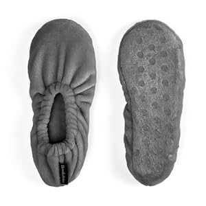 Brookstone Plush Footies – Slippers with Memory Foam Insole – Ultra-Soft Sherpa Footies for Indoor Wear, Non-Skid Sole, One-Size-Fits-Most, Machine Washable Slippers for Women