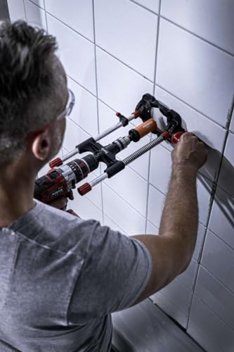 KWB Mobile Drill Stand with Chuck, Hex Drive for Cordless Screwdrivers and Drill Machines - Adjustable Angle Locking 45° 60° 75° 90° for Flat and Round Workpieces