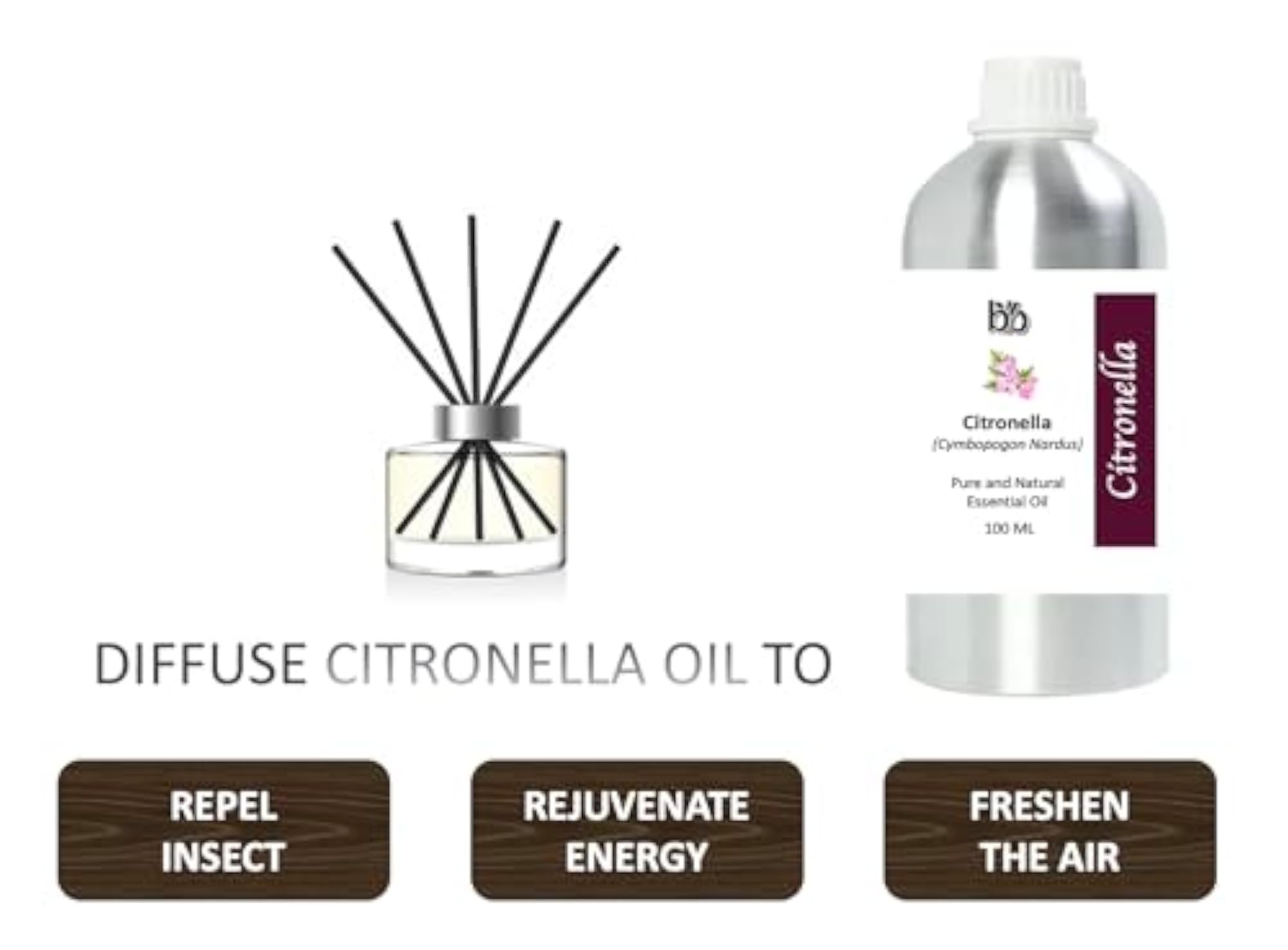 BYB Essentials Organic Citronella Essential Oil, 100% Pure