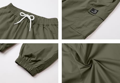 Image of Betusline Girls 2 Piece Summer Outfits,Kids Casual Short Sleeve Crop Top & Cargo Jogger Pants Sets,4T-14Y