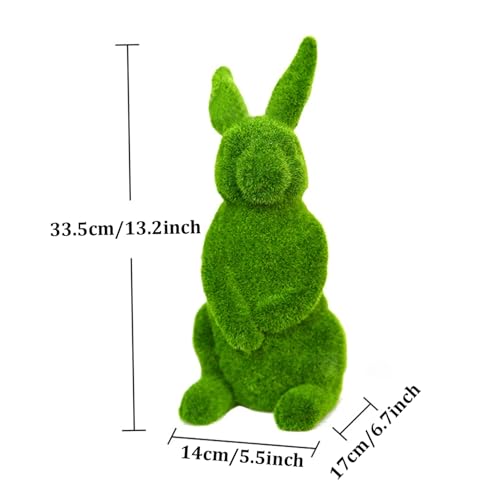 Décorations de Pâques lapin de 33 cm en résine floquée verte pour pelouse