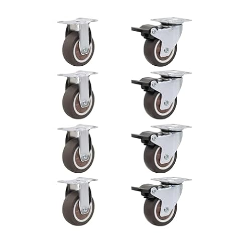 LIKERAINY Gumowe Kółka Skrętne z Mocowaniem Płytowym Ø 25 x 13mm Cichobieżne Koła TPR z Hamulca Zamiennik dla Kółko do Mebli Możliwość Ładowania 40kg Szary Opakowanie 8 sztuki