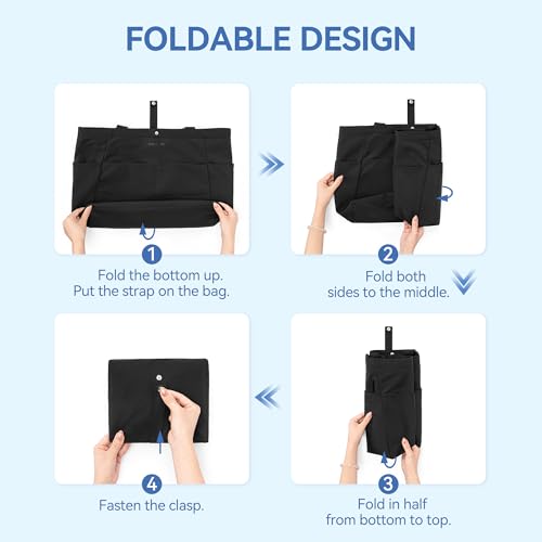 Bostanten Travel Tote Bag For Women Foldable Work Tote Bag Compartment Baech Bag Nylon Waterproof Laptop Purse With Zipper For Daily Gym thumb #1