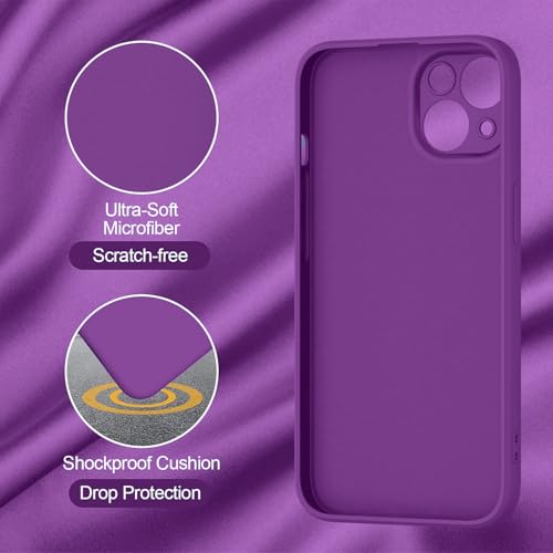 Image of DIZORO Microfiber Square Candy Case Compatible for iPhone 14 Plus, Shockproof Slim Back Cover Liquid Silicone Case (Grape)