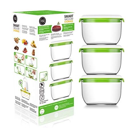 FOSA food Saver Containers for Vacuum Seal 3 Pack - 28 oz Reusable Medium Vacuum Sealer Containers - Food Vacuum Sealer Set (Vacuum Pump Not Included) - Ideal for Vacuum Seal Food Storage Cover