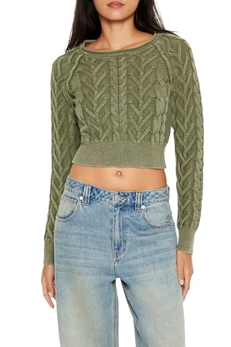 Forever 21 Women's Cable Knit Cropped Sweater