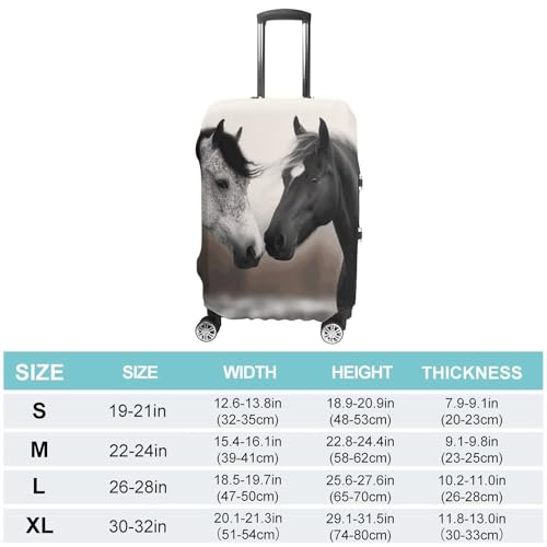 Black And White Horses Luggage Cover Personalization Suitcase Covers Protector Elastic Washable Baggage Cover Anti-Scratch For Traveling, Aircraft Consignment XL2