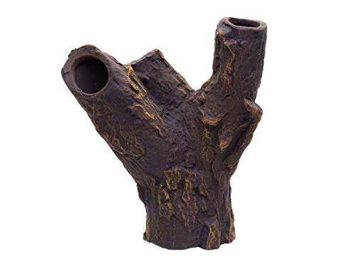 Image of Plecoceramics Aquarium Ceramic Decorations Cave Betta Stone Decor - Aquarium Fish Tank Hideway Decor for breeding Cichlids Plecos Betta Toys Hideout (Snag)
