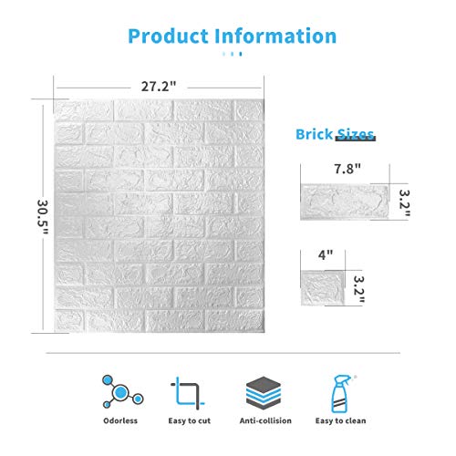 Art3Dwallpanels 10-Pack 57.5 Sq.ft Faux Brick Panels 3D For Wall Décor Peel And Stick In White #TOP4