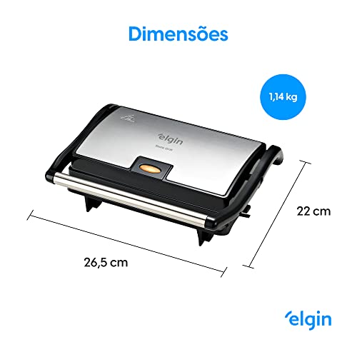 Mini Grill Taste Grill 800W Elgin Duplo sistema de aquecimento Acabamento em Inox 110V