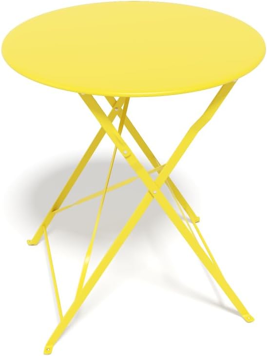 Bistro Table and Chairs Set of 2, 3 Piece Folding Patio Set, Metal Frame, Cushioned Seats, Rust-Resistant, Antique Yellow, for Balcony, Yard, Garden