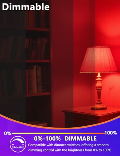 Image of 630nm Red Light Bulb for Sleep Dimmable, 100% Blue Light Blocking, Promotes Melatonin Production, E26 A15 LED 5W Red Dim Night Light for Baby's Bedroom, Sleeping, 6Pack