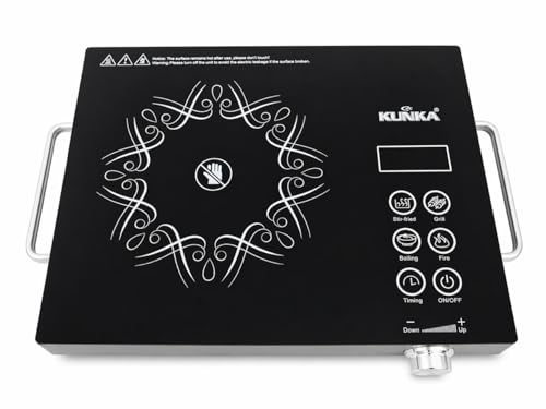 Image of KUNKA Infrared Cooktop | Electric Induction Cooker with Touch Control, Timer & Temperature Settings | Portable Single Burner Hot Plate for Kitchen | Black Powerful 2200 Watt Heating