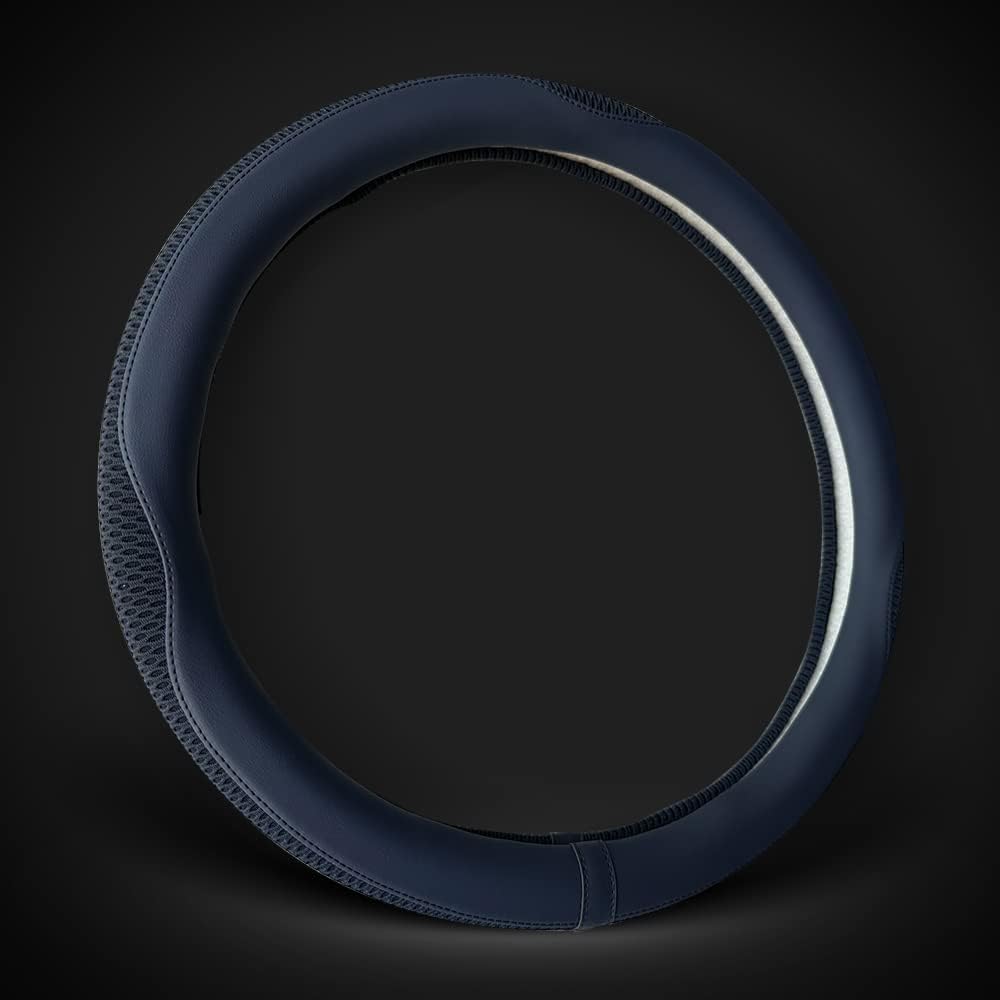 LKWLIKEI Car Steering Wheel Cover, Universal 15 inch, The Latest Microfiber Leather Breathable Technology Fabric, Non-Slip, Comfortable, Warm in Winter and Cool in Summer, Blue - Image 4