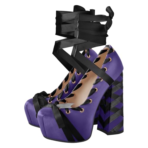Image of Platform Heels Chunky Bow Ribbon Pumps