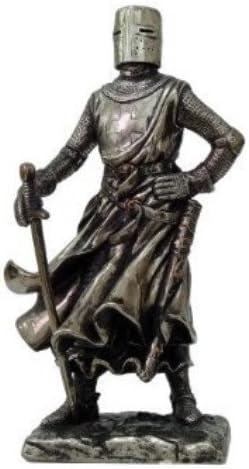 Crusader Knight Statue Bronze Finishing Cold Cast Resin Statue 7" (8710)