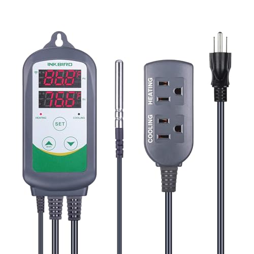 Inkbird WiFi Temperature Controller ITC308 Reptile Freezer Thermostat Digital Heating and Cooling Heater Cooler Greenhouse Plug Outlet 2 Stage 1100W 110V by Inkbird - Used condition - US$35.33