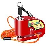 Motorcycle Alarm Disc Brake Lock, Motorcycle Locks Anti Theft Security Wheel Disc Lock Waterproof 110dB Alarm Sound with 5ft Reminder Cable Keys and Carry Pouch for Motorbike Bike Scooter