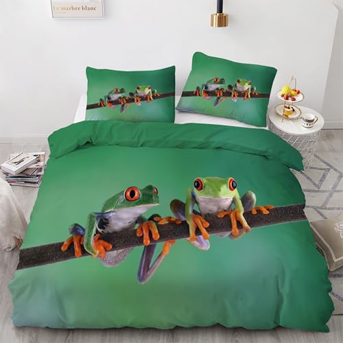 Housse de Couette 160x200 Grenouille en microfibre douce avec zip