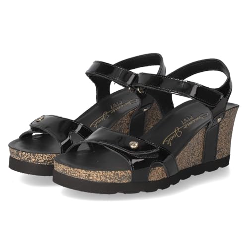 Panama Jack Sandalias Julia Wedge para mujer, Negro B63, 38 EU