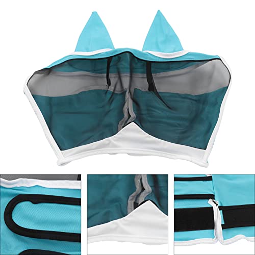 Máscara de mosca de cavalo, tecido de malha elástica macia e respirável, máscara de cavalo com orelh