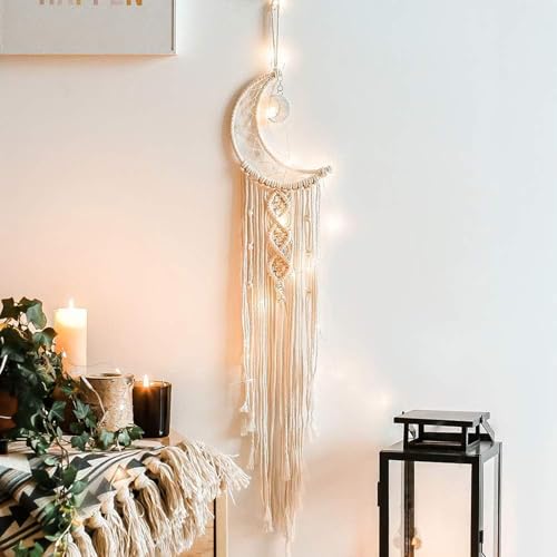 Acchiappa Sogni per Interni Acchiappasogni da Appendere Macramé Wall Hanging Arazzo Murale Boho Appendi Muro in Macramè Boho Chic Accessori Stanza Decorazioni in Macramè Appese Per Eid Mubarak Ramadan
