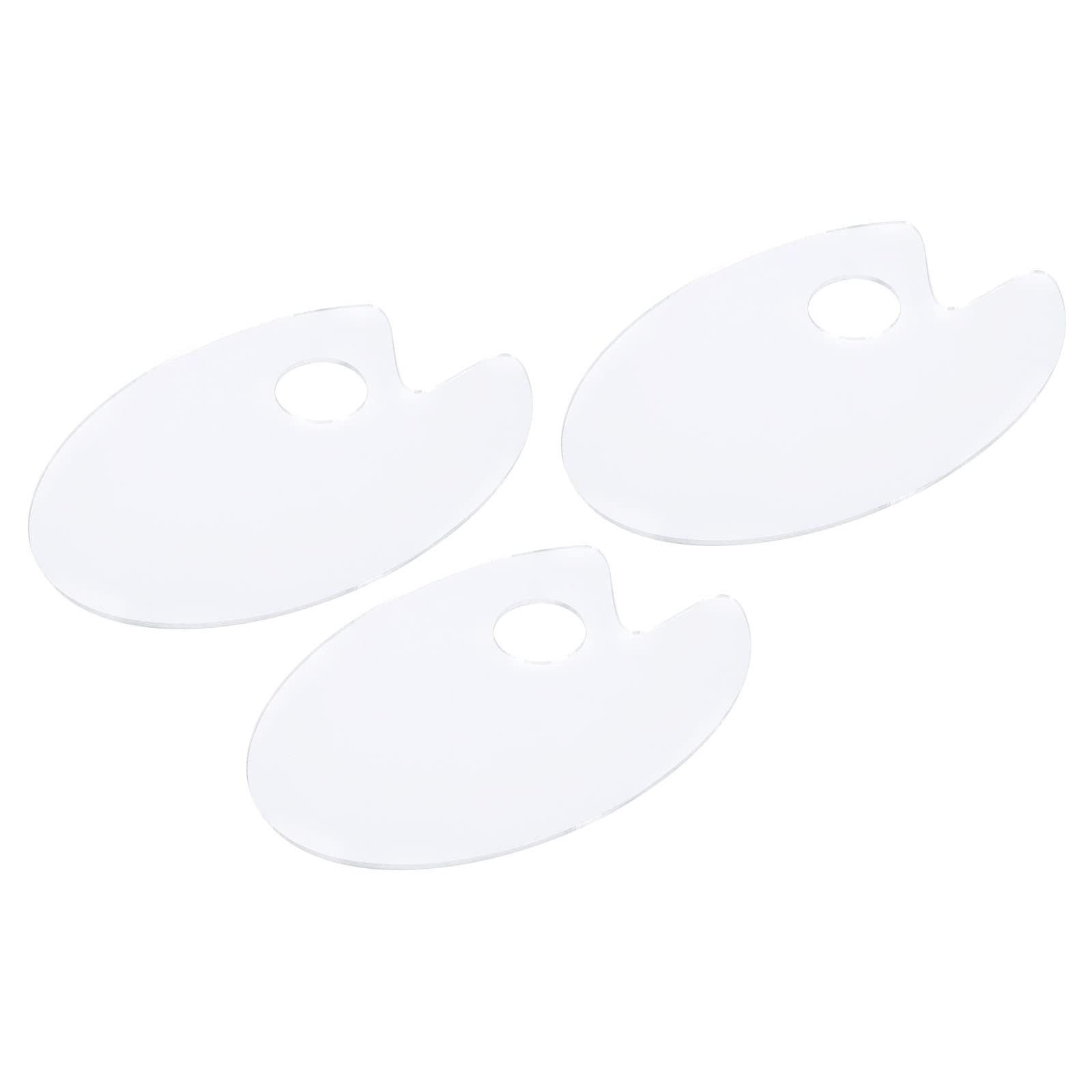 Paleta de pintura transparente con agujero de pulgar ergonómico para gouache pack de 3