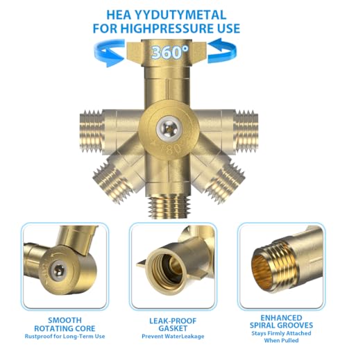 Image of Adjustable 180 &360 Metal Swivel Connector Fits,3 /4 inch Water Hose Fittings | Brass Metal Construction, Anti-Kink Faucet Hose Adapter, for RV, Outdoor, Yard Garden Irrigation