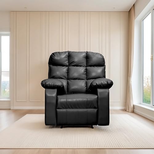 Image of Lumina 1 Seater Recliner | Single Sofa Chair for Living Room Comfort | Ergonomic Design (Leatherette - Black)