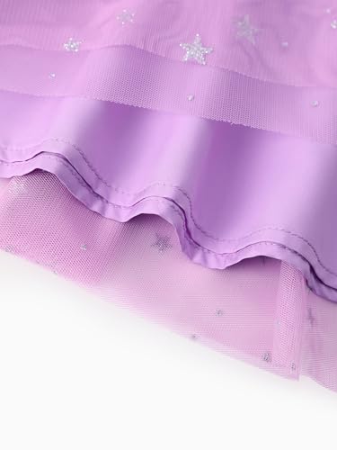 Image of Disney Princess Frozen Elsa Minnie Stitch Toddler Girl Tulle Tutu Dress Ruffle Sleeve Mesh Summer Birthday Party Clothes 2-9Y