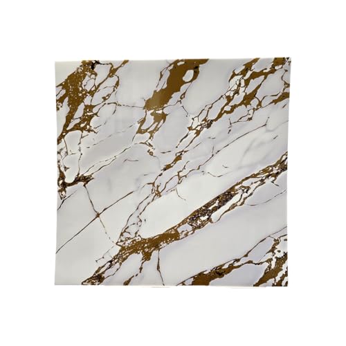 Image of INFINITY DECOR White with Premium Golden Texture Marble UV Panels, Self-Adhesive Wall Tile (60 cm x 60 cm), Luxury Rustic Modern Marble Look Wall Panels (Pack of 15)