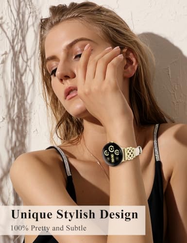Image of TOYOUTHS Slim Leather Band Compatible with Google Pixel Watch 4 3 41mm /Pixel Watch 2 1 Band Women, Celtic Metal Dressy Thin Fashion Designer Premium Leather Strap for Google 4 3 2 1 Smartwatch