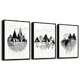 Picture of Hyidecorart Black Framed Wall Art - 3 Piece Abstract Geometric Wall Prints for Living Room, Bedroom, Office Decor