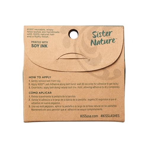 Kiss KSIS01C Sister Nature False Eyelashes, 'Sage', 12 Mm, 100% Natural Hair, Recyclable Paper Box, Printed With Soy Ink, Cruelty Free, Vegan thumb #1