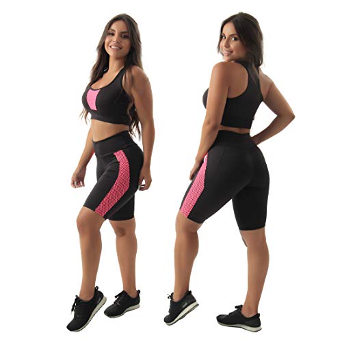 Kit 2 Conjuntos Top + Bermuda Tela Suplex Fitness