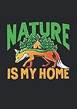  A4 Notizbuch kariert mit Softcover Design: Fuchs Camping Geschenk mit Zelt: Nature is my Home: 120 karierte DIN A4 Seiten