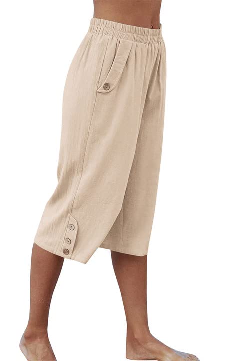 Image of Veatzaer Women's Elastic Waist 3 /4 Capri Harem Pants with Pockets Casual Loose Solid Yoga Trousers S-XXL