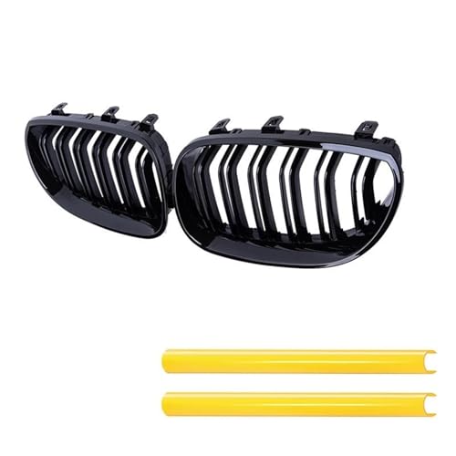 Calandres avant pour BMW Série 5 E60 E61 avec bandes de garniture jaune contrasté