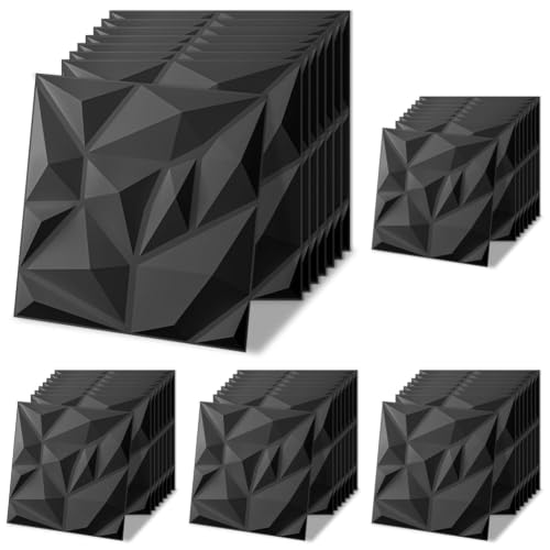 Image of Art3d Decorative 3D Wall Panels for Interior Wall-Decor Living Room, Black Wall Art PVC Panels for Bedroom TV Background Gaming Room Decor, 20 Count, 11.8 inchx11.8 inch (Pack of 5)