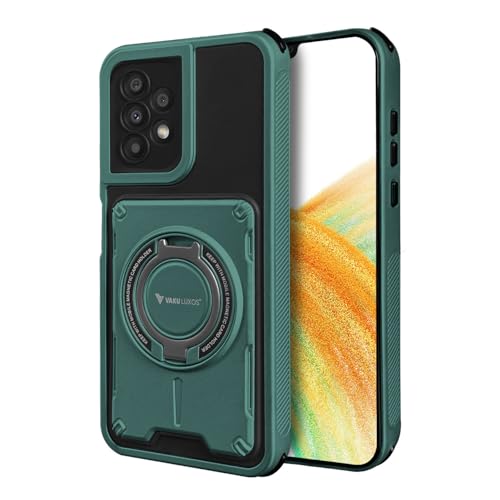 Image of Vaku Luxos Axion Armor Military Grade TPU Back Cover Case for Samsung Galaxy A53 5G with Magnetic Ring Holder Kickstand Camera Screen Protector- Green