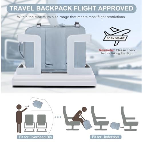 Image of Large Travel Backpack Carry on Flight Approved Mochila De Viaje Carry on Backpack for Airplanes Spirit Airlines Personal Item Bag 18x14x8 Inches Travel Bag Traveling Backpack for Women Men Grey Blue