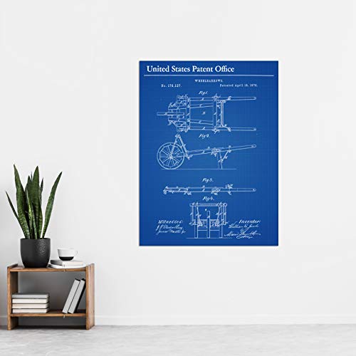 Jacobs Wheelbarrows 1876 Patent Plan Large XL Wall Art Canvas Print