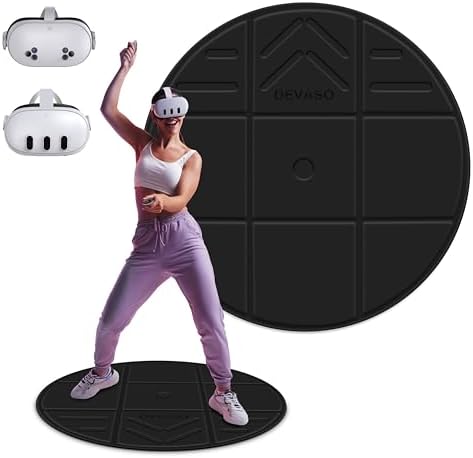 DEVASO Foldable VR Mat for Meta Quest 3S/Quest 3, Round Anti Fatigue Large Mat, Anti-slip and Comfortable Floor Mat, Premium Game Accessories Compatible with PSVR2, Oculus Quest 2/Pro/Apple Vision Pro