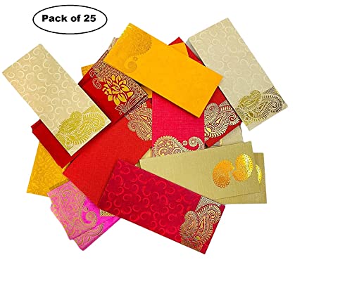 Gift Envelope (Pack Of 20+5 Free) Assorted Color Designs Money Holder Card Fancy Packet For Christmas Diwali Easter Birthday Wedding Anniversary Designer Invitation Envelopes #TOP1