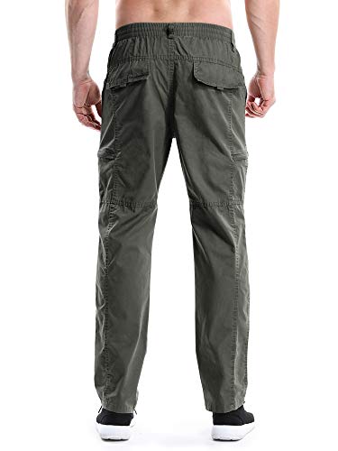 Ochenta Men's Pull On Cargo Pants With Full Elastic Waist Lightweight For Work Casual Lounge Army Green Tag 4Xl - Us 40 #TOP1