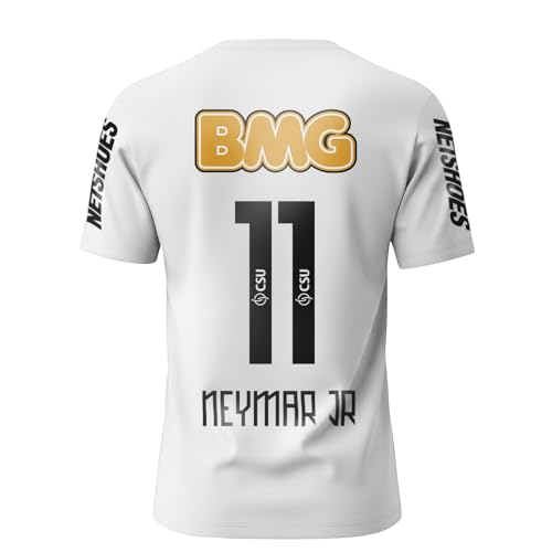 Ney Jr. #11 Santos Retro Soccer Jersey 2012 Brazilian Classic Football Shirt Vintage Santos Fan Jersey for Men (US Alpha Large Regular Regular White)