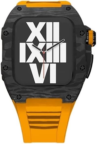 Miniatura 2 de KANUZ Kit de modificación para Apple Watch Series 7 SE 6 5 4 mod marco de metal de lujo iWatch de 1772in 1732in correa de goma  funda de fibra de