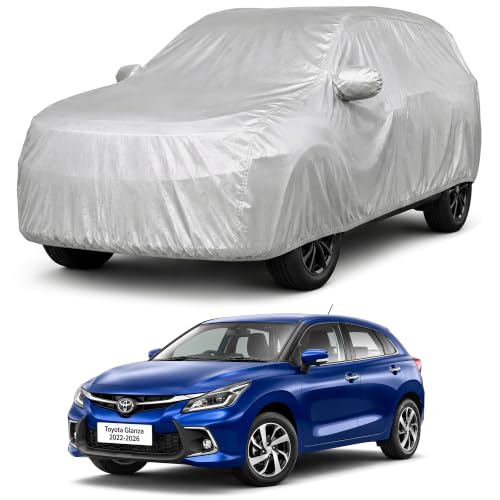 Image of Autofact Car Body Cover Compatible with Glanza 2022-2026 | Custom Fit Car Cover | 100% Water-Resistant| Triple-Stitched Lightweight Fabric | Dustproof | Indoor & Outdoor Use | Elastic Bottom