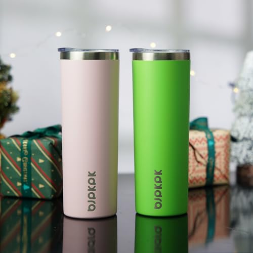 Image of BJPKPK 20 oz 2 Pack Skinny Tumbler with Lid, Stainless Steel Coffee Tumbler